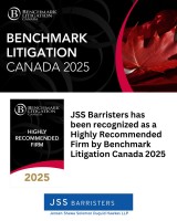 JSS Barristers has been recognized as a Highly Recommended Firm by Benchmark Litigation Canada 2025
